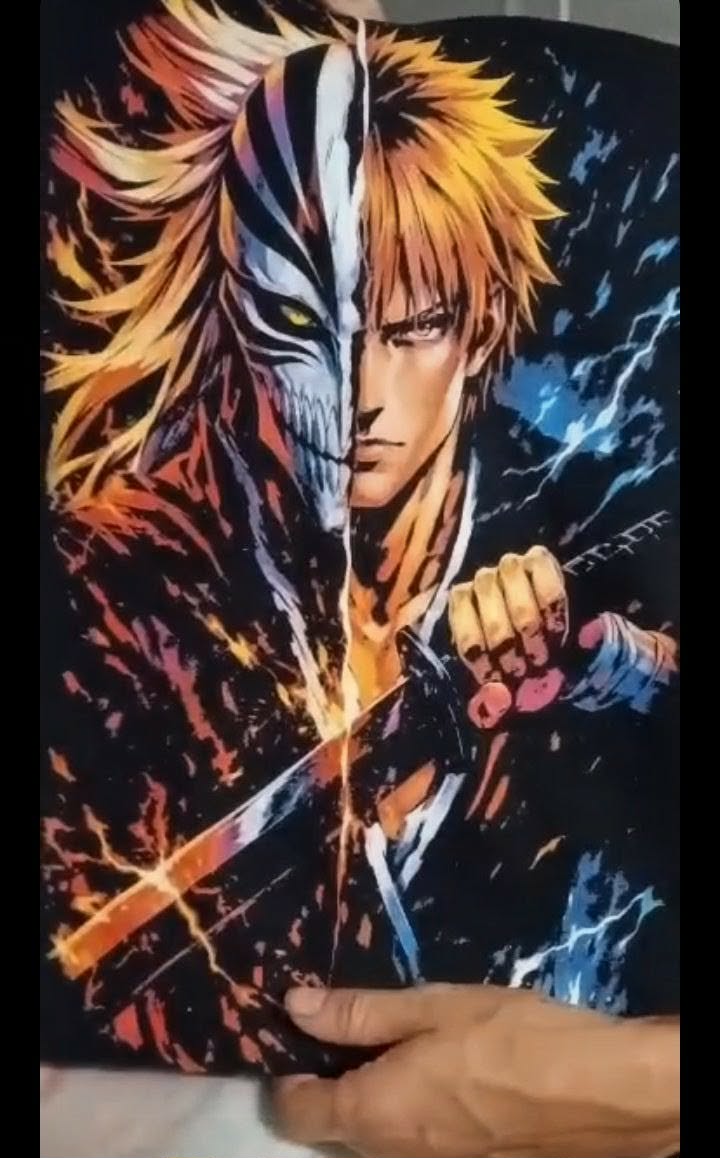 Ichigo Kurosaki Split Mask Graphic Tee – Premium Bleach Anime Streetwear