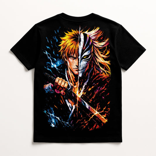 Ichigo Kurosaki Split Mask Graphic Tee – Premium Bleach Anime Streetwear