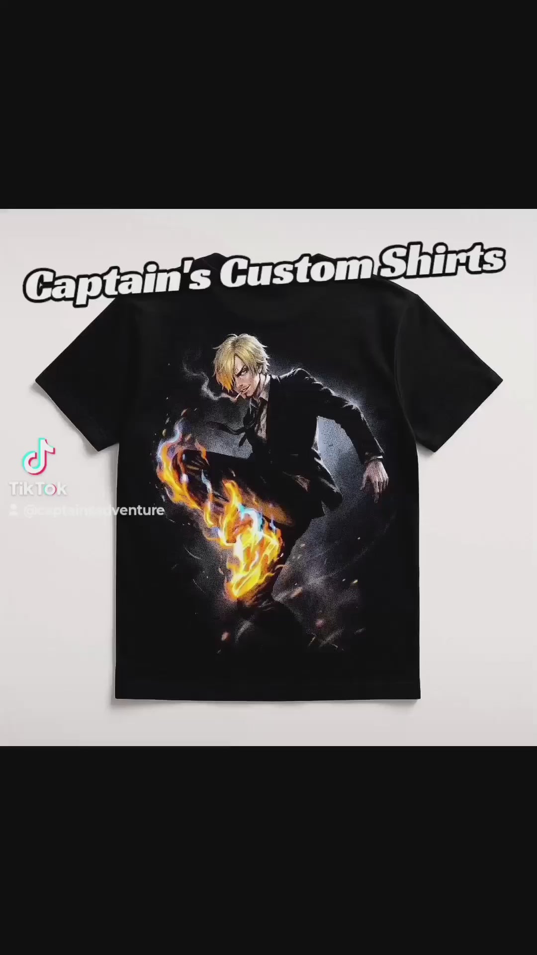 Short video showcase of the Sanji One Piece premium streetwear shirt, highlighting fabric quality and graphic detail